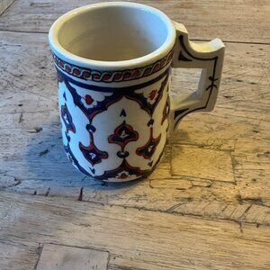 Hand-Painted Turkish Iznik-Style Ceramic Mug | Artisan Pottery